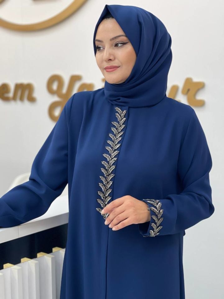 Yarım Yaprak Taşlı Ferace