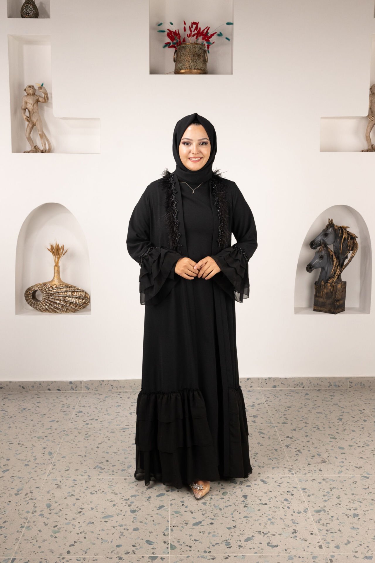 3 Katlı Şifon Abaya