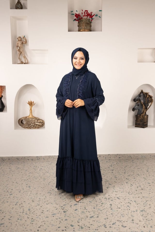 3 Katlı Şifon Abaya