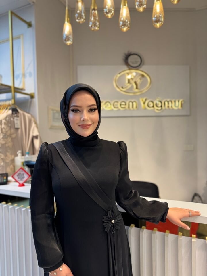 Hale Jan Jan Tüllü Krep Elbise