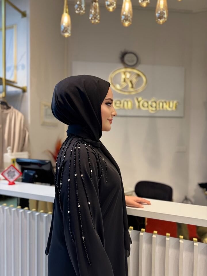 İnci Yağmuru Dubai İpeği Ferace