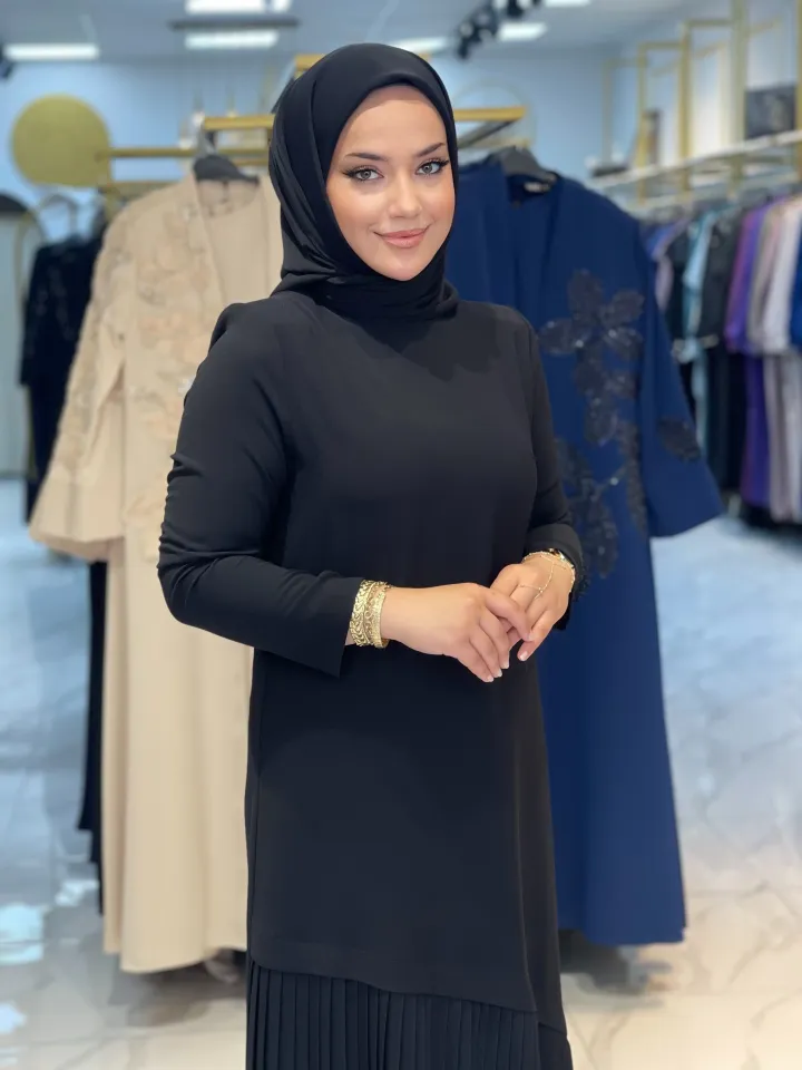 Pile Etekli Asimetrik Elbise