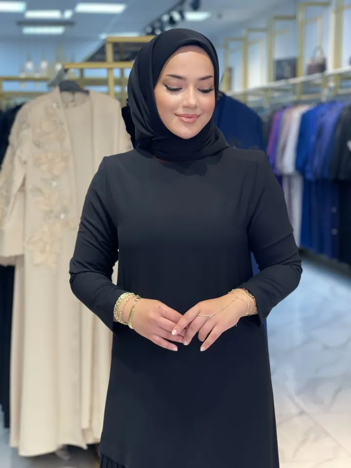 Pile Etekli Asimetrik Elbise