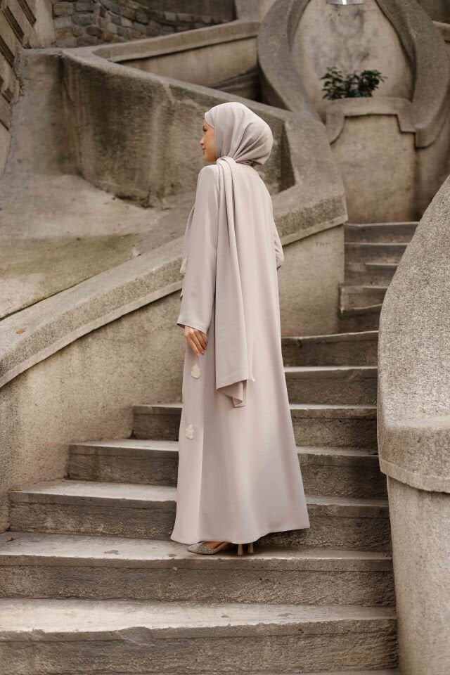 Somon İşlemeli Rüya Abaya Şal/Eşarp