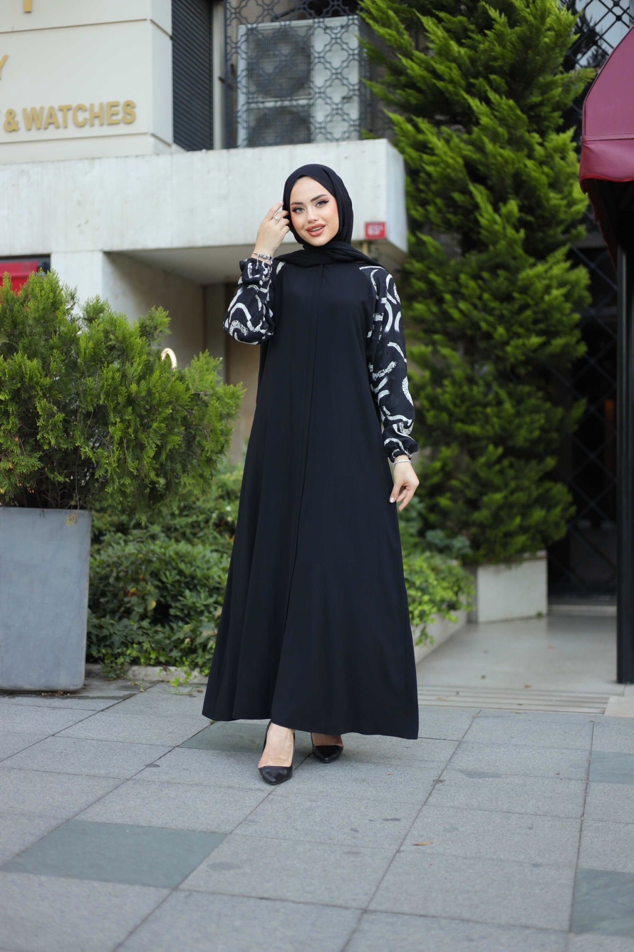 Reglan Kol Detaylı Ferace 44 - Siyah