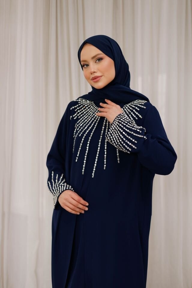 Seren Işıltılı Şifon Abaya