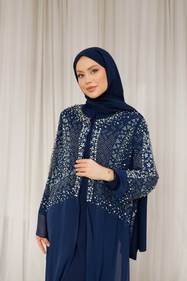 Liona Işıltılı Şifon Abaya