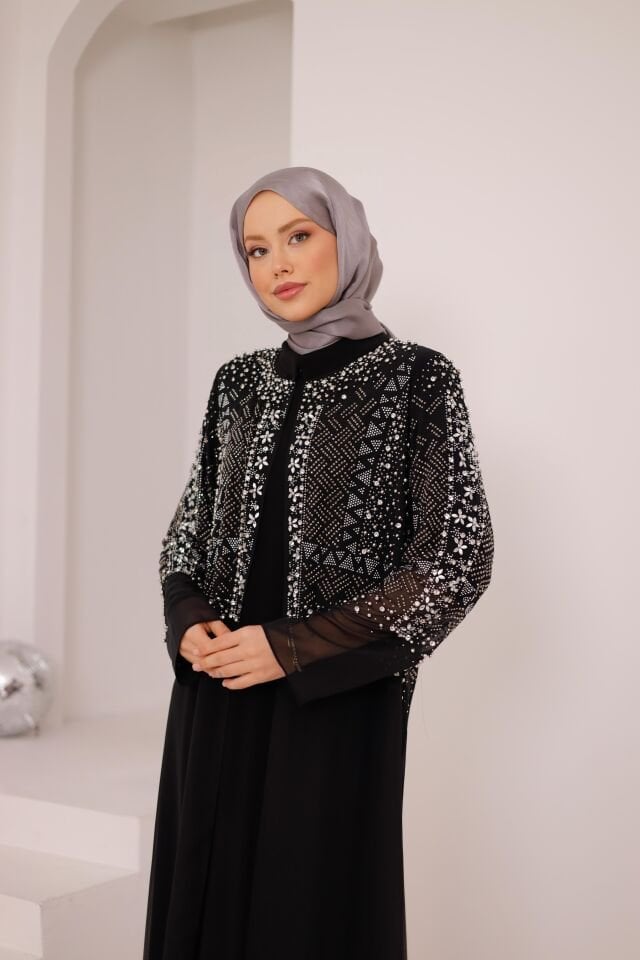 Liona Işıltılı Şifon Abaya