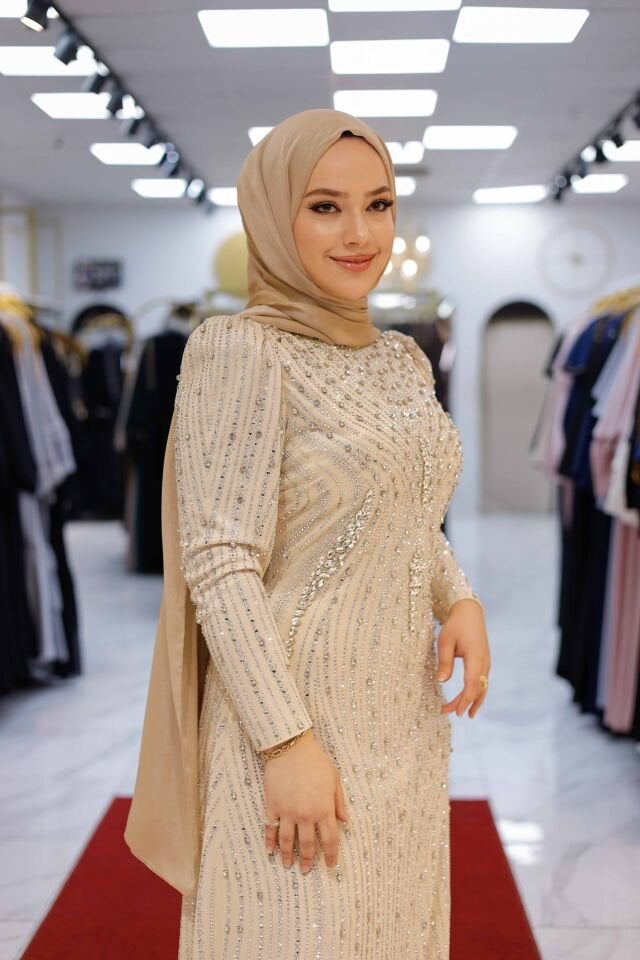 Rüveyda Taş İşlemeli Abiye Elbise