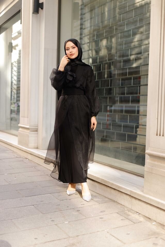 Abaya Takımı Kuşak Detaylı