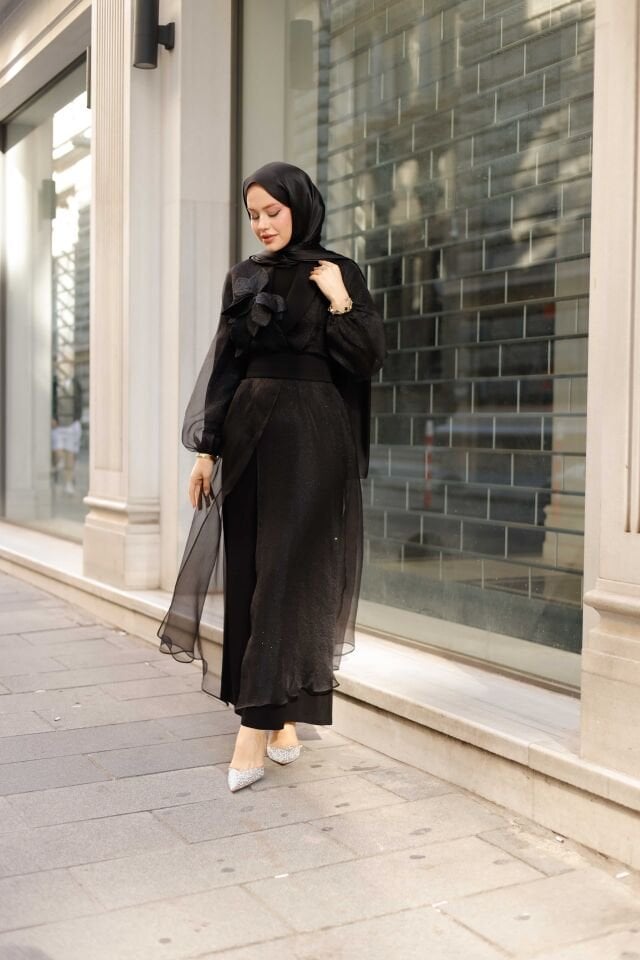 Abaya Takımı Kuşak Detaylı