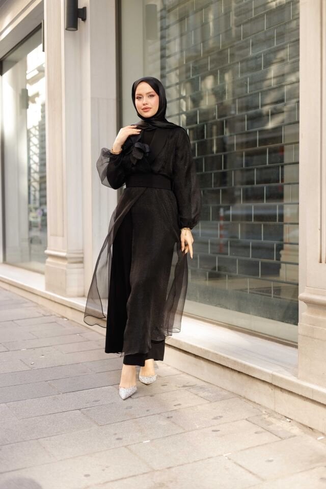 Abaya Takımı Kuşak Detaylı